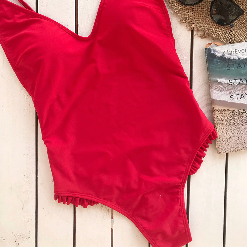 Peachy Pink Criss- Cross Monokini